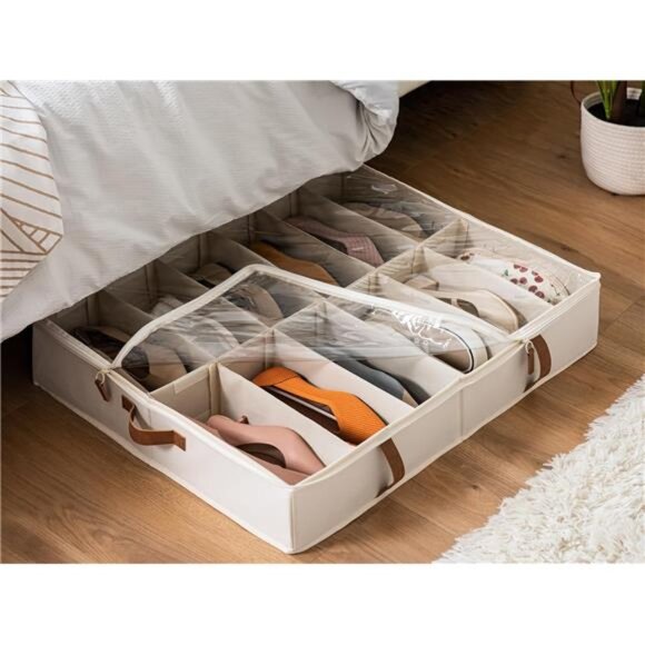 Under Bed Shoe Organizer for Closet, 2-Pack Ultra-thick Fabric Shoe Storage - Picture 6 of 7